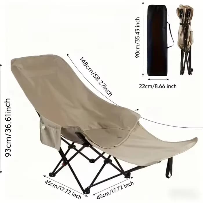 Chaise de plage pliable robuste de 300 livres avec hauteur réglable et dossier croisé