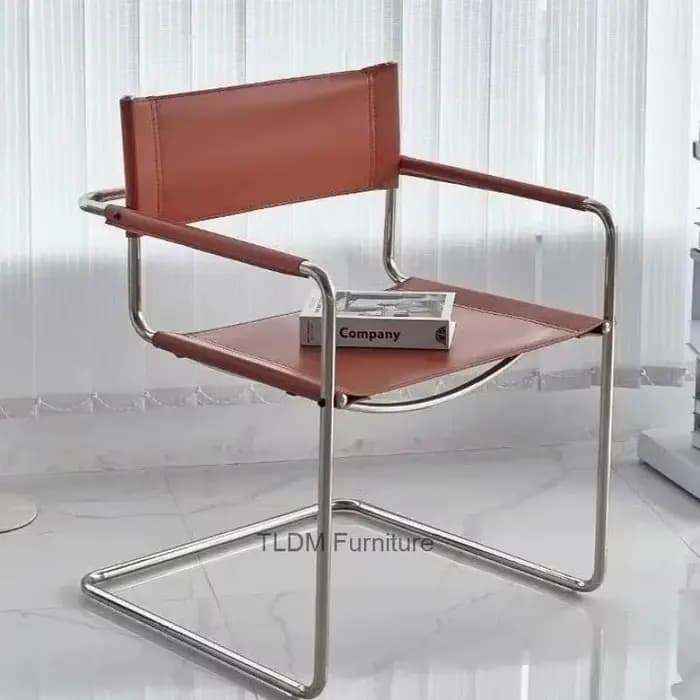Fauteuil en cuir de Style industriel avec cadre en acier inoxydable