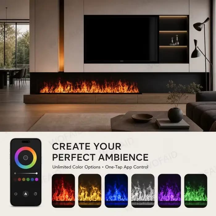 Cheminée électrique d'intérieur pour salon, effet flamme 3D réaliste, foyer à vapeur d'eau, cheminée à flamme 3D réaliste, foyer à vapeur d'eau