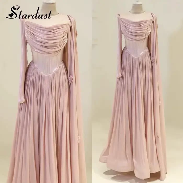 Robes de soirée tendance Stardust pour femmes, coupe trapèze, fleurs 3D, corset plissé, froncé, style saoudien, Vestidos De Gala personnalisés