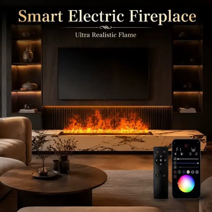 Cheminée électrique d'intérieur pour salon, effet flamme 3D réaliste, foyer à vapeur d'eau, cheminée à flamme 3D réaliste, foyer à vapeur d'eau