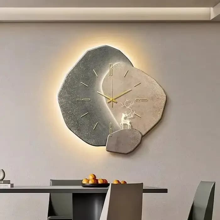 Horloge murale moderne pour salon, grande horloge élégante pour salon, design lumineux, mécanisme silencieux, décoration nordique pour chambre à coucher