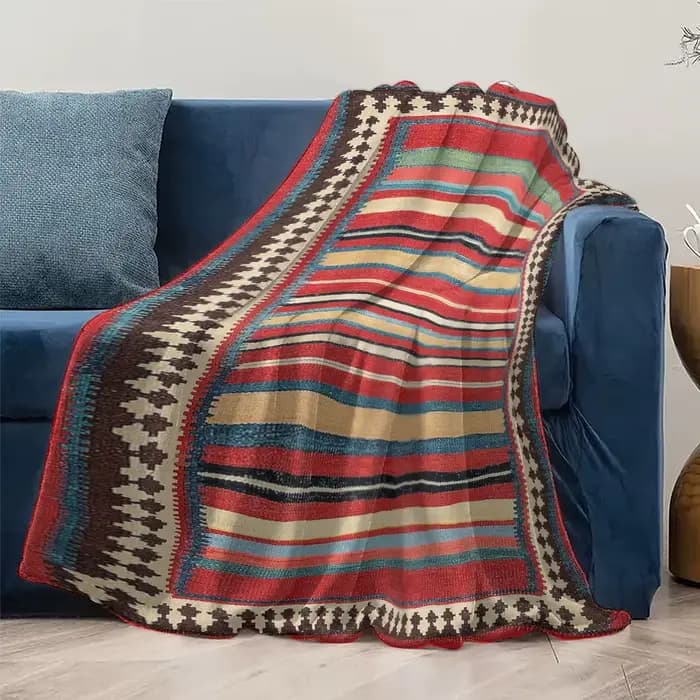 Tapis Kilim rayé Vintage ethnique fait à la main en laine, décoration marocaine pour chambre à coucher et salon, housse de coussin