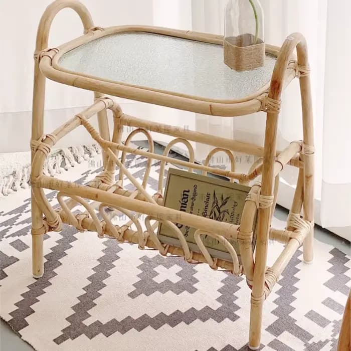 Table basse de rangement en rotin MOMO