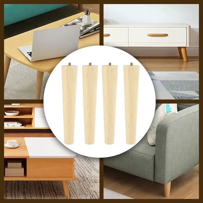 4 pièces pieds de meubles pieds de meubles en bois massif pieds de Table obliques/droits pieds de chaise antidérapants pieds de remplacement inclinés