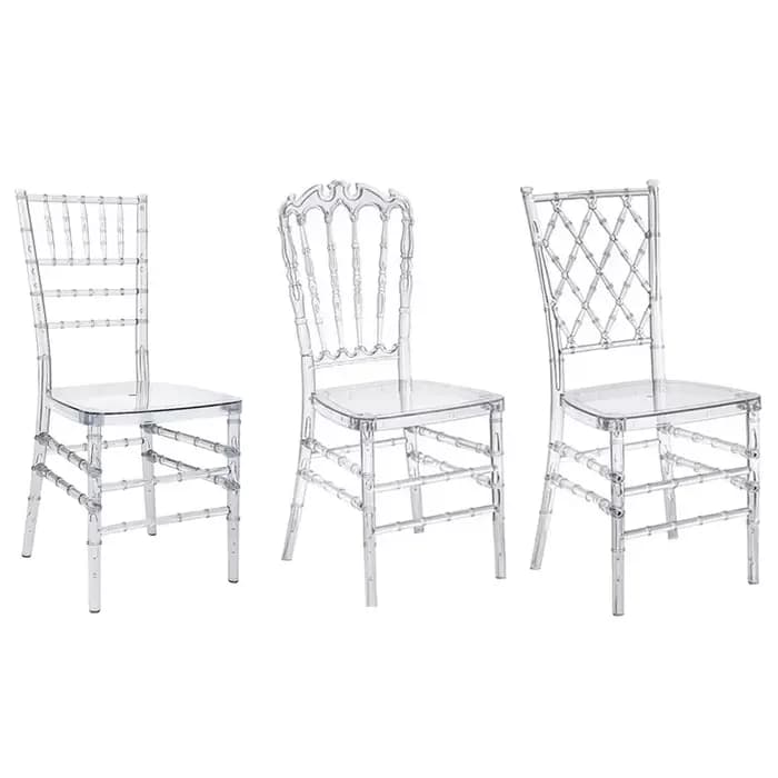 Offre spéciale clair résine Chiavari chaise blanc en plastique acrylique chaise de mariage en gros Phoenix Napoléon chaise usine