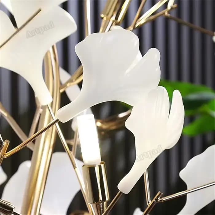 Lampe autoportante nordique moderne en forme de feuille de Ginkgo, grand canapé, décoration artistique de la maison, chambre à coucher