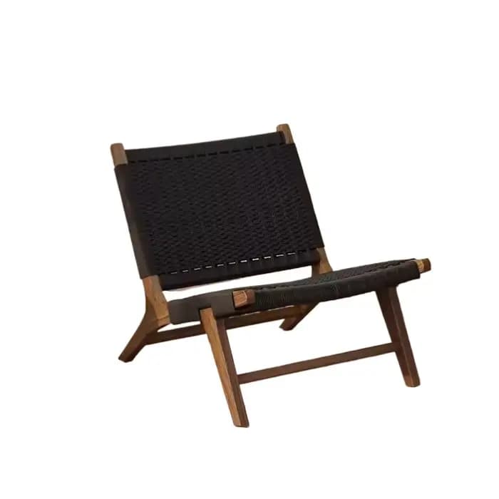 Chaise longue en bois massif tissé en corde