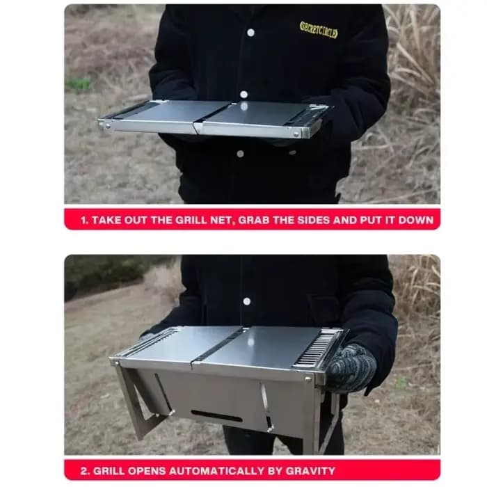 Barbecue au charbon de bois en acier inoxydable