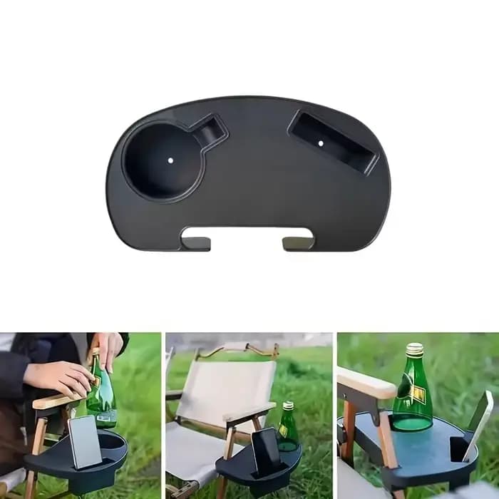 Chaise longue pliante de plage avec porte-gobelet et table latérale