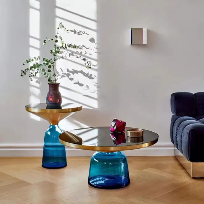Table d'appoint ronde en verre transparent, tables basses de luxe, salon moderne nordique, table à thé, décorations de meubles colorés
