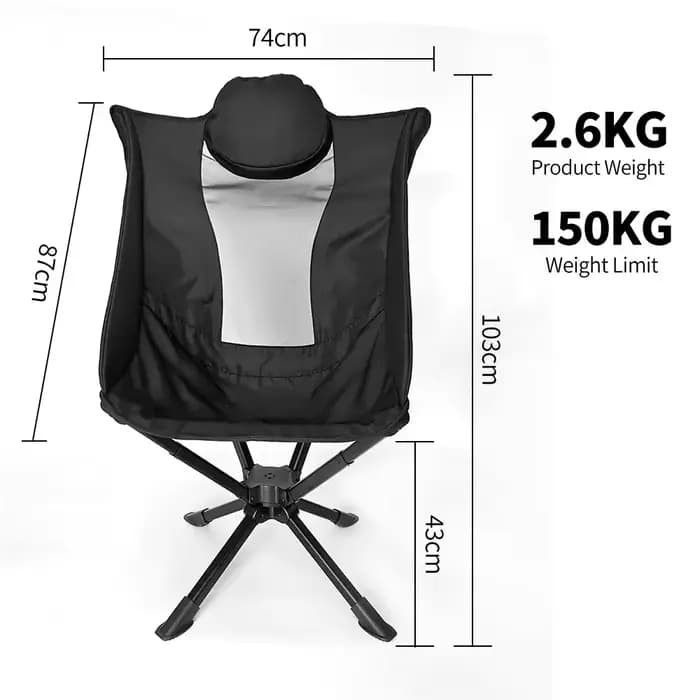 Chaise pivotante, chaise pliante portable d'extérieur