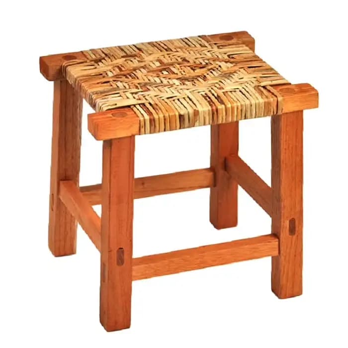 Tabouret carré en rotin naturel Yunnan