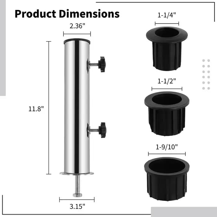Tube de support de parapluie en acier inoxydable