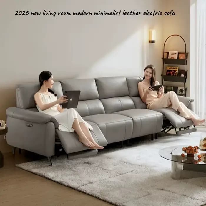 Canapé-lit d'angle électrique multifonctionnel en cuir