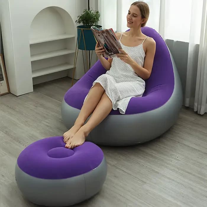 1 canapé gonflable d'extérieur avec repose-pieds gonflable