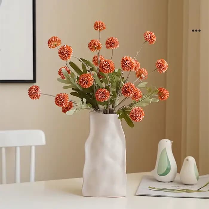Bouquet de 5 têtes de pissenlits, petites boules de pompons en soie, arrangement floral de mariage, décoration de table à domicile, accessoire photo A6117