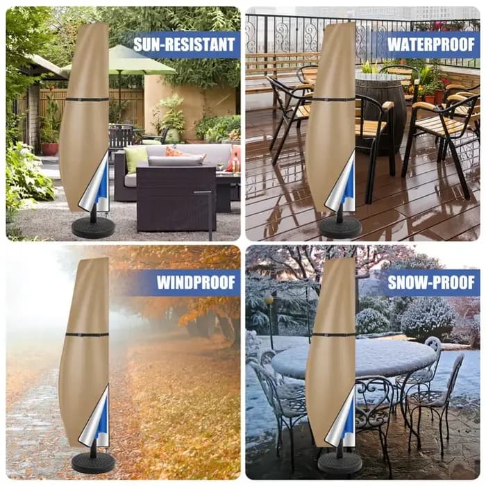 Housse de Parasol de Patio avec fermeture éclair et tige pour grand