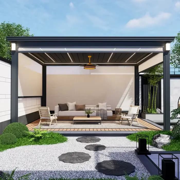 Pergola bioclimatique motorisée en aluminium 3x3 4x6m