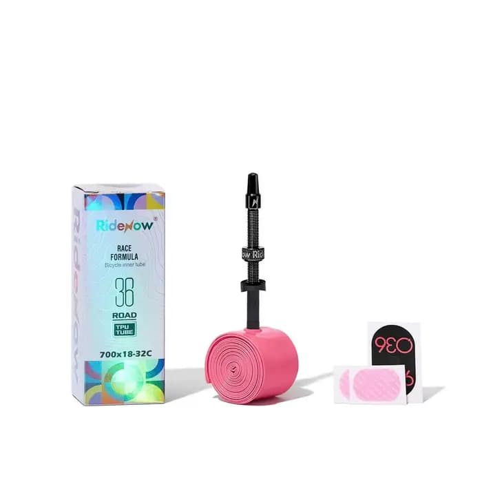 Ridenow Chambre à air en TPU 700c avec valve métallique améliorée à filetage externe, pour vélo de route 700x18-32c, avec noyaux de valve amovibles