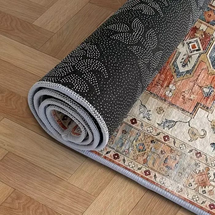 VIKAMA Tapis bohème vintage, grand tapis de salon, tapis de canapé rétro, tapis antidérapant pour chambre à coucher, salle à manger, facile d'entretien, décoration de la maison