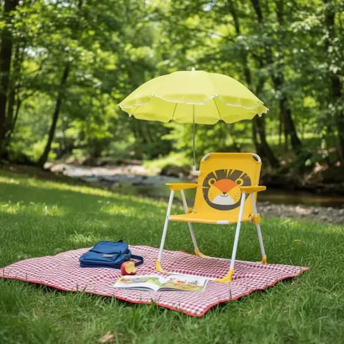 Chaise d'extérieur portable pour enfants avec parasol