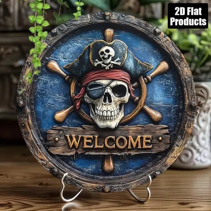 Panneau métallique pirate sur le thème nautique