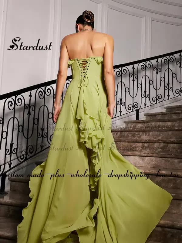 Stardust-Robe princesse en mousseline de soie pour femme, fente haute, personnalisée
