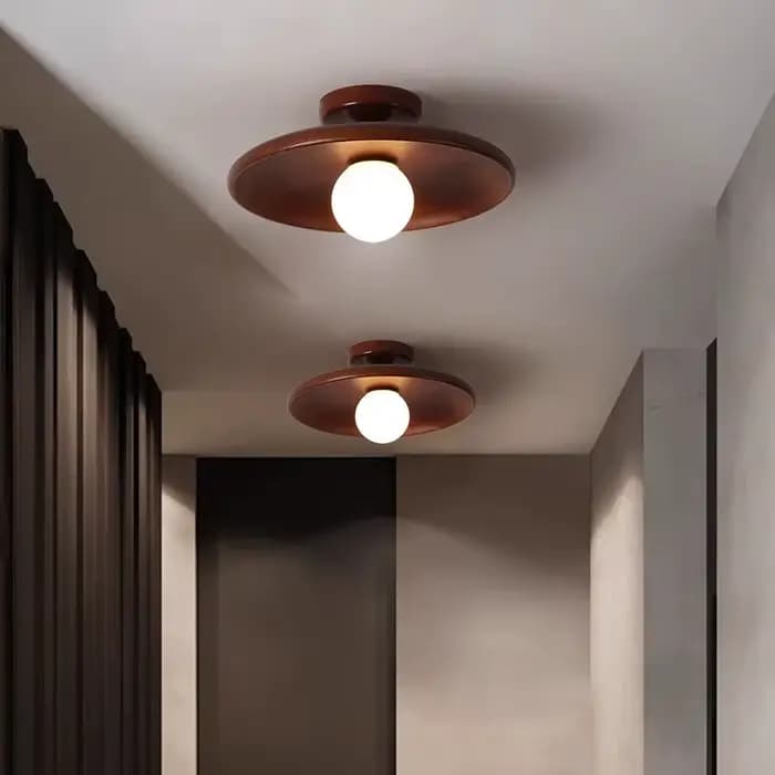 Plafonnier rond en bois plafonnier nordique pour vestiaire chambre salle d'étude couloir décor à la maison éclairage intérieur 12W LED lustres de plafond suspension luminaire plafond lustre chambre ob