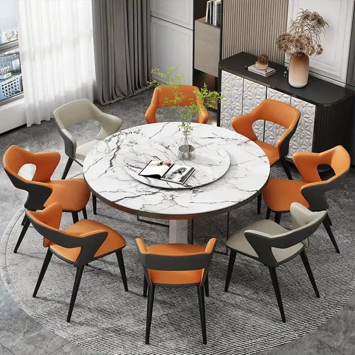 Chaise de salle à manger en cuir de Style français avec dossier