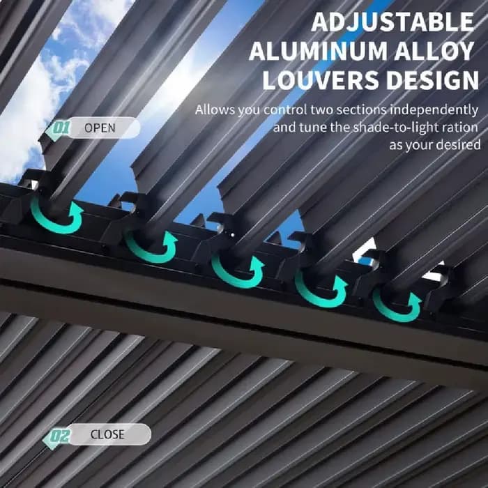 Pergola extérieure coulissante en verre pare-soleil étanche personnalisée