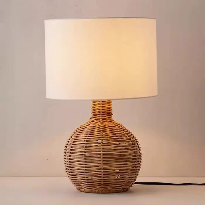 Lampe sur pied créative en rotin tressé Wabi Sabi