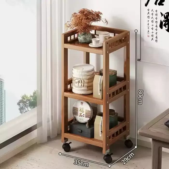 Table d'appoint mobile de canapé en bambou