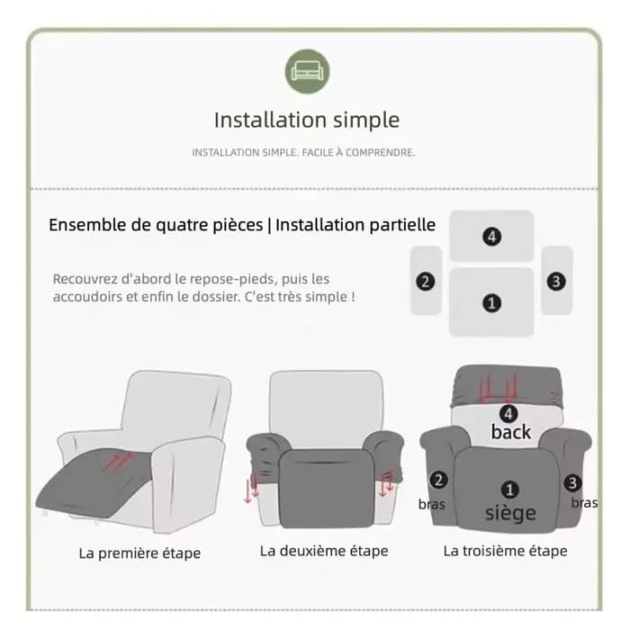 Housse de canapé inclinable pour salon