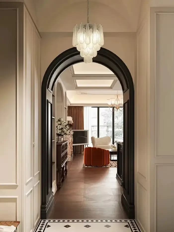 Français luxe moderne maison déco feuille de verre colorisé lampes suspendues Suspension Luminaire Lampen pour salon