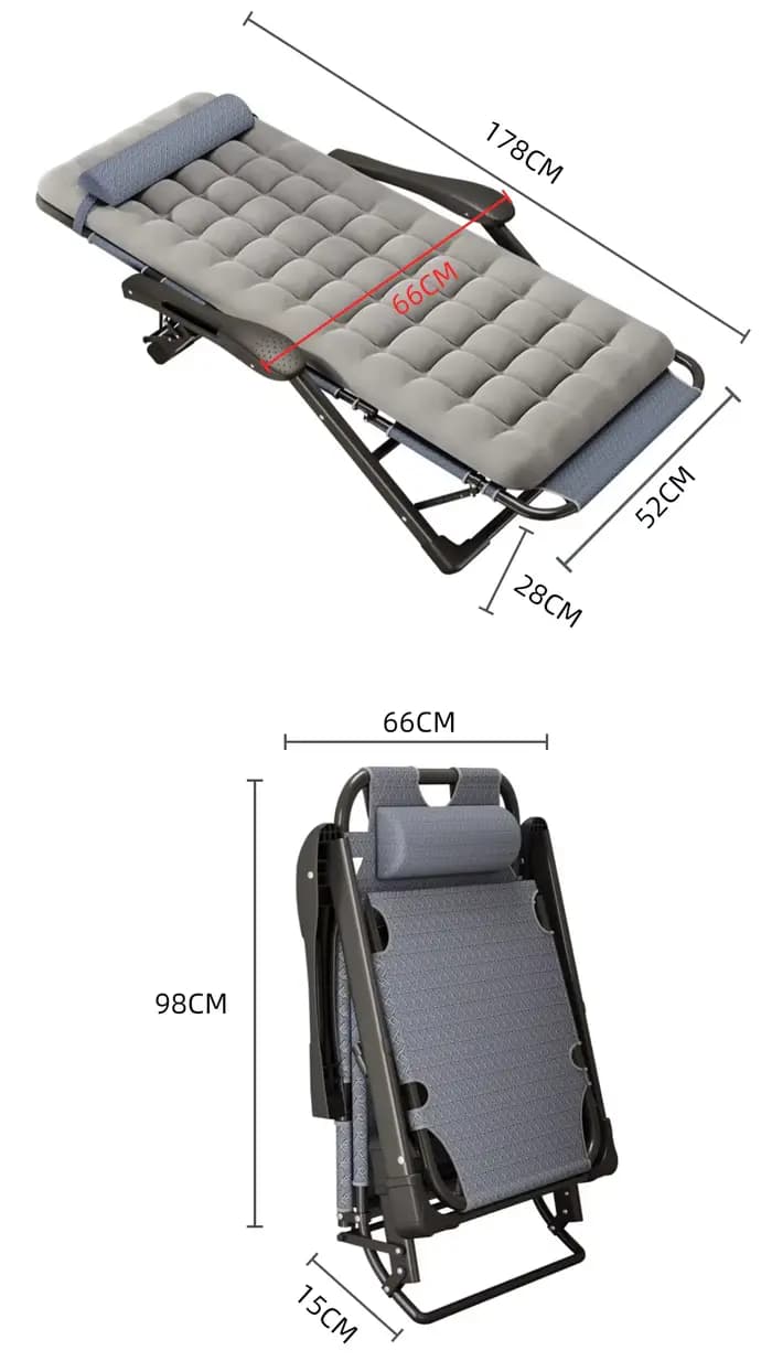 Chaise lune confortable pliable pour l'extérieur