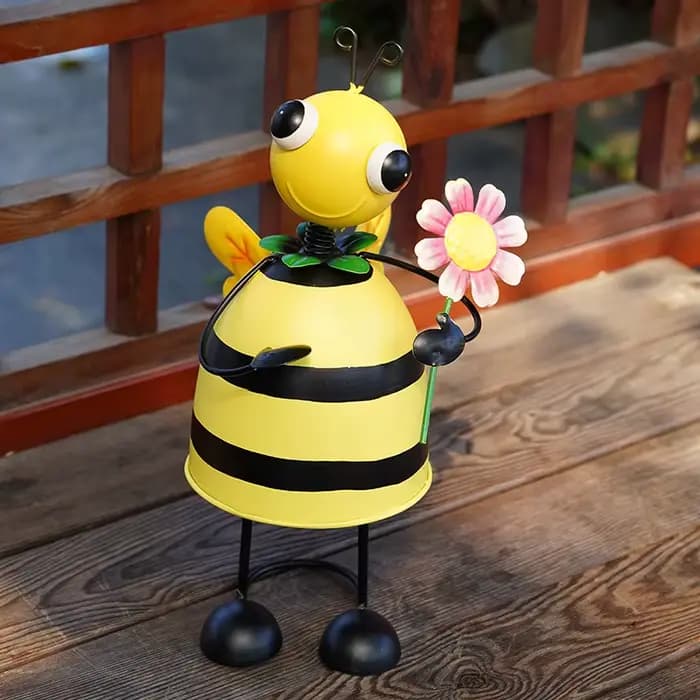 Abeille avec fleur ornements de jardin jolis cadeaux de jardinage pour femmes hommes Irom Statue artisanat Porches cour Patio décor à la maison Figurine