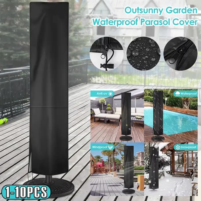 Juste de protection pour parasol d'extérieur 210D Oxford, imperméable, anti-poussière, anti-UV, avec fermeture éclair, 1 à 10 pièces