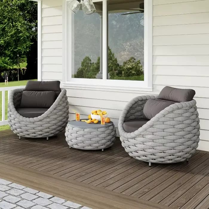 Ensemble de chaises de patio en corde tressée