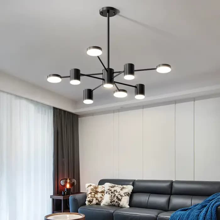 Led lustre lumière pour salon salle à manger chambre plafond moderne nordique suspension lampe noir lustre intérieur luminaire