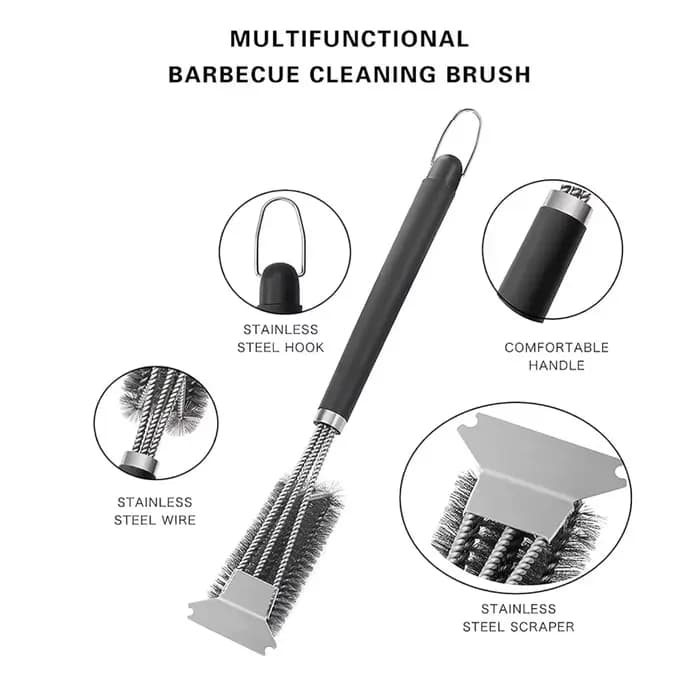 Brosse à Barbecue en Acier Inoxydable, Poils Antiadhésifs, Outil de Nettoyage