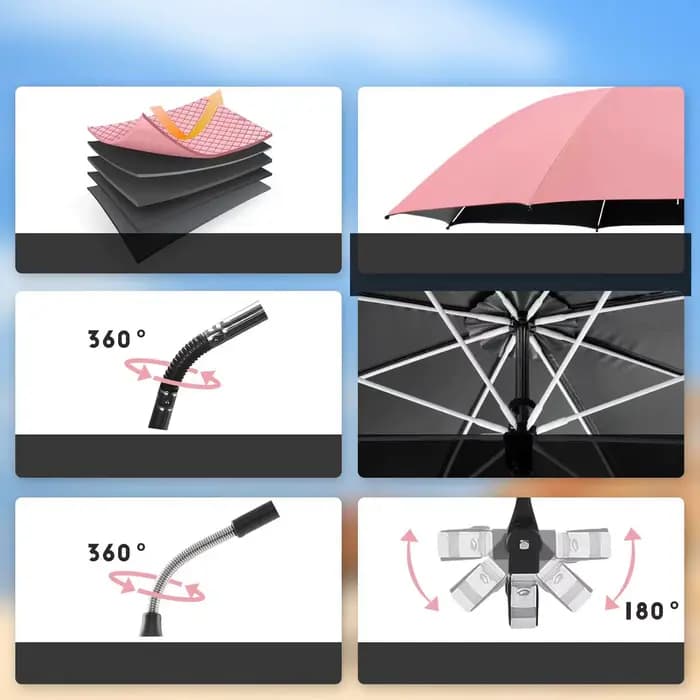 Chaise de camping portable avec parasol amovible