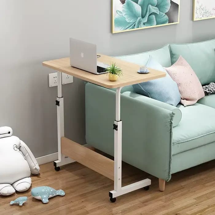 Table d'appoint de canapé de luxe à hauteur réglable, Table basse Portable en forme de C avec finition en liège pour camping-car, maison, bureau, salon, chambre à coucher
