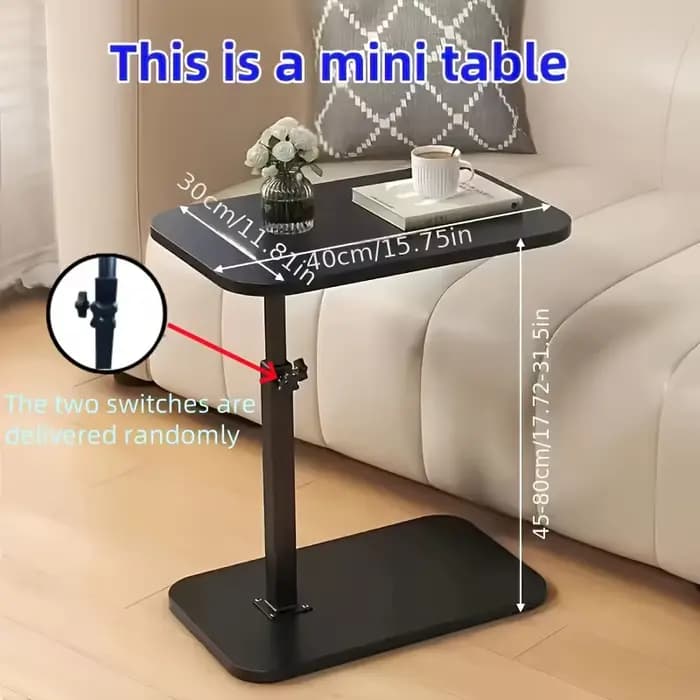 Table à hauteur réglable - avec plateau en bois, table d'appoint de canapé portable, adaptée au café, au bureau et à l'intérieur/à l'extérieur
