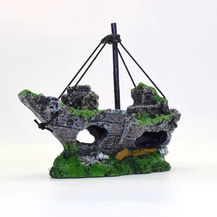 Décoration de paysage d'aquarium en résine, bateau coulé, accessoire pour aquarium, ornement de bureau pour la décoration de la maison