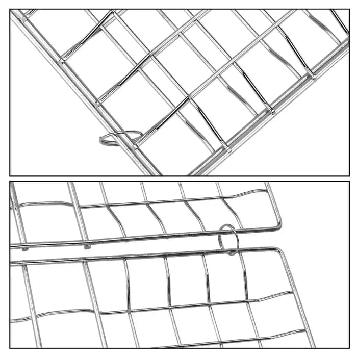 Barbecue grillé réutilisable viande poisson pince support manche en bois acier inoxydable gril maille pliable BBQ Grill
