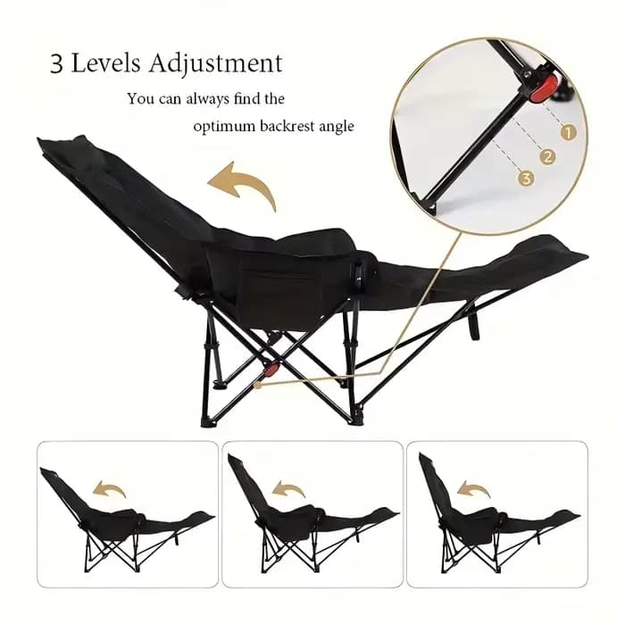 Chaise de plage pliable robuste de 300 livres avec hauteur réglable et dossier croisé