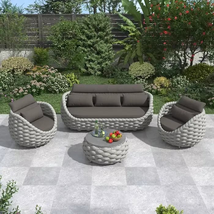 Ensemble de chaises de patio en corde tressée