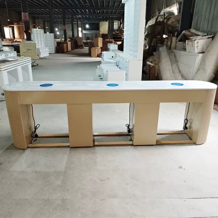 Table de manucure, Station de barre de manucure, bureau à ongles avec collecteur de poussière, ensemble de meubles de Salon de beauté de luxe à vendre