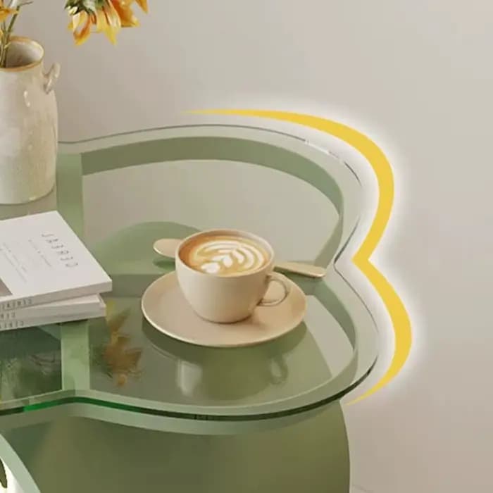 Table d'appoint en verre et bois avec rangement